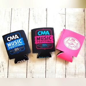 Bundle Lot or 3 Western Country CMA Coozies Pink Bling Sip in Style Summer